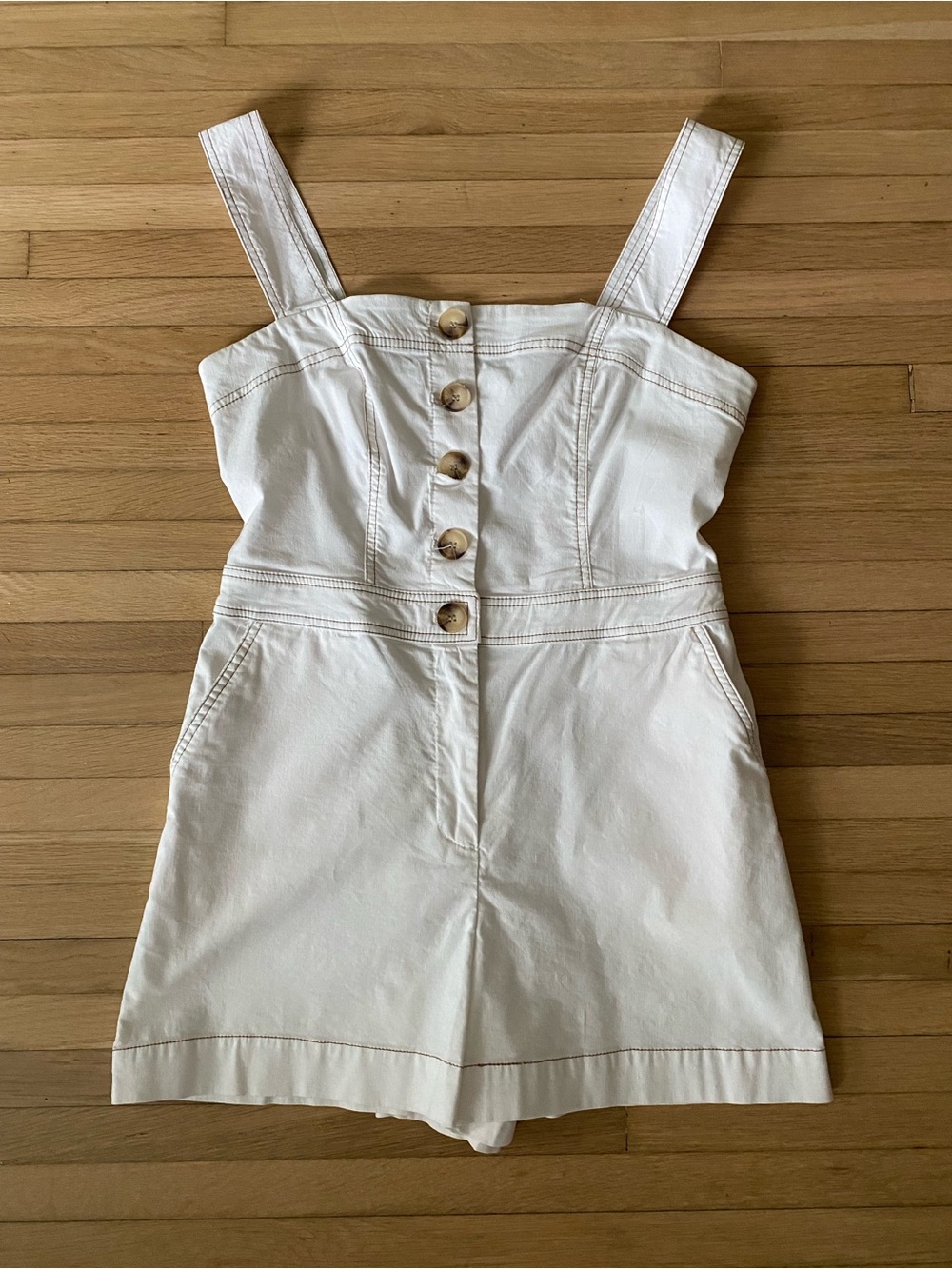 Nicole Miller White Button-Front Romper